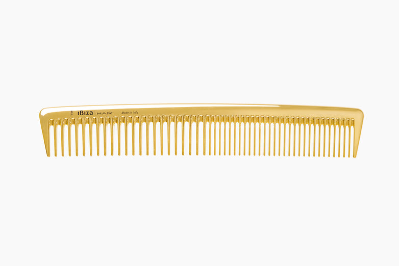 Gold styling comb with cork case