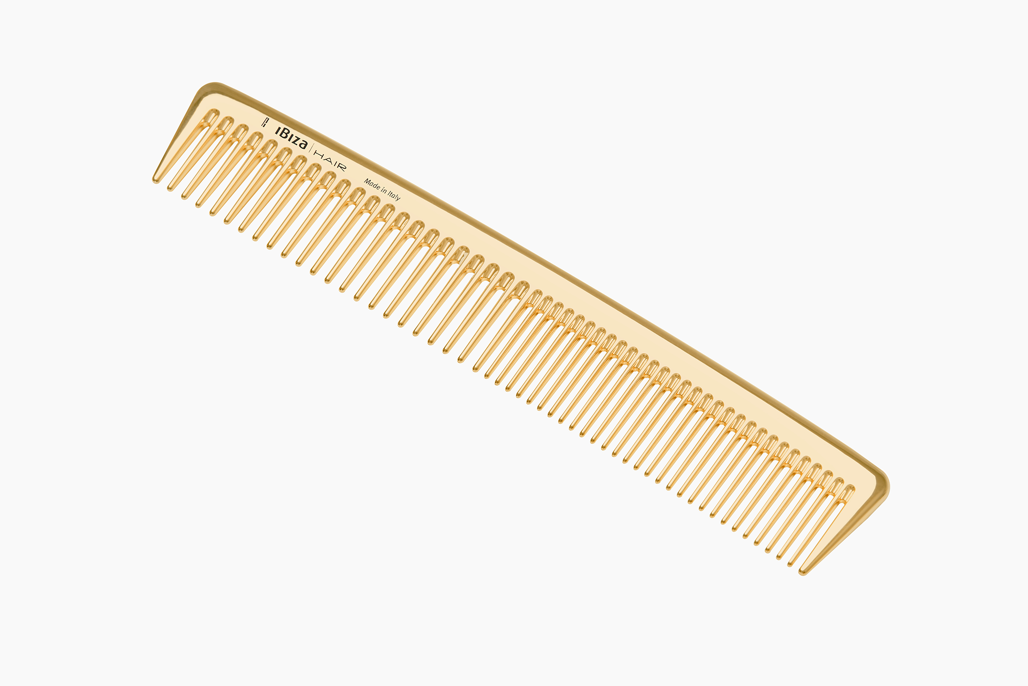 Gold styling comb with cork case